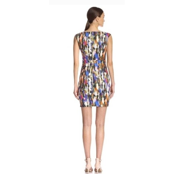 New! French Connection Size 2 Sheath Mini Dress Watercolor Artsy Sleeveless - Picture 2 of 16